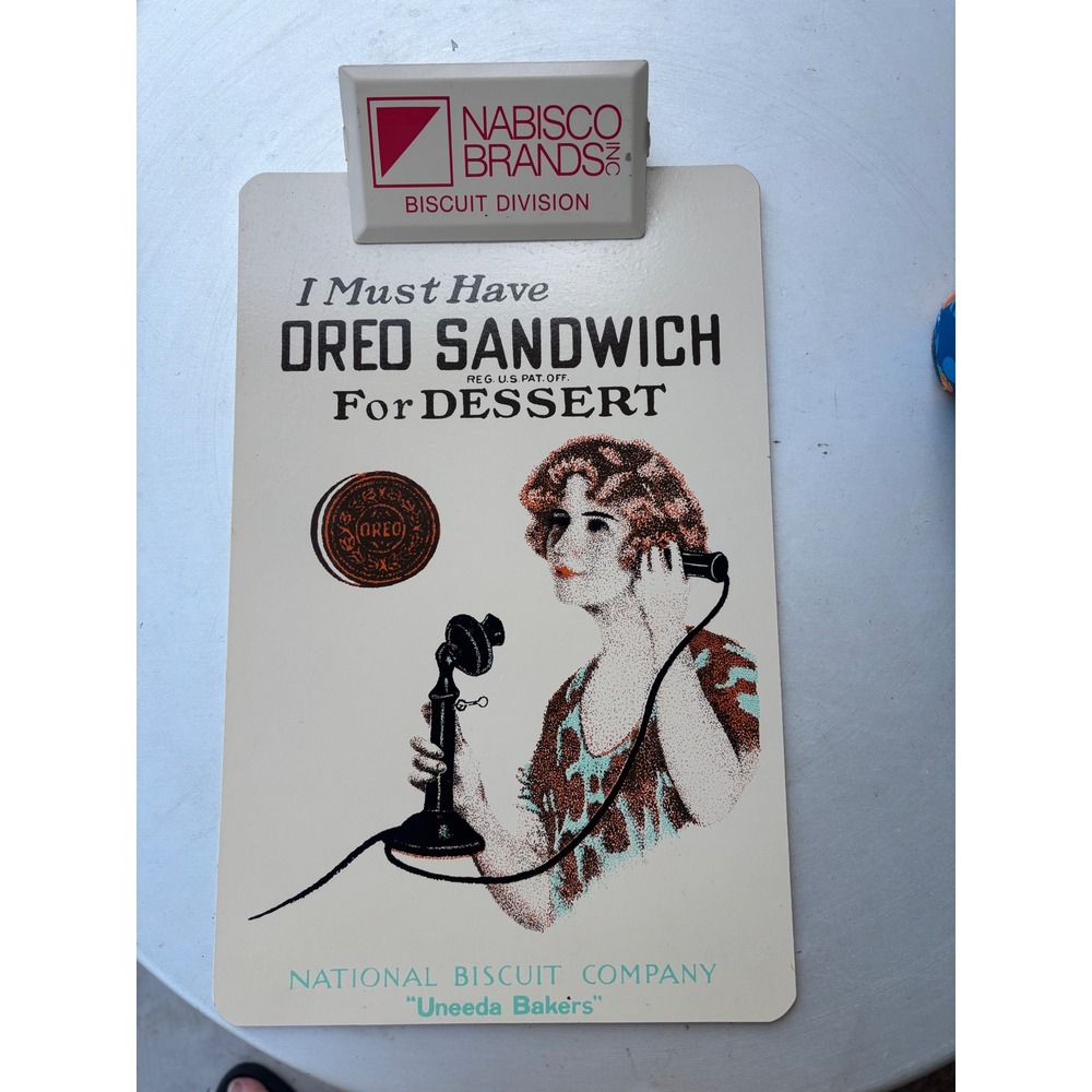 Nabisco Oreo Sandwich Vintage Advertising Metal Clipboard National Biscuit Co‎